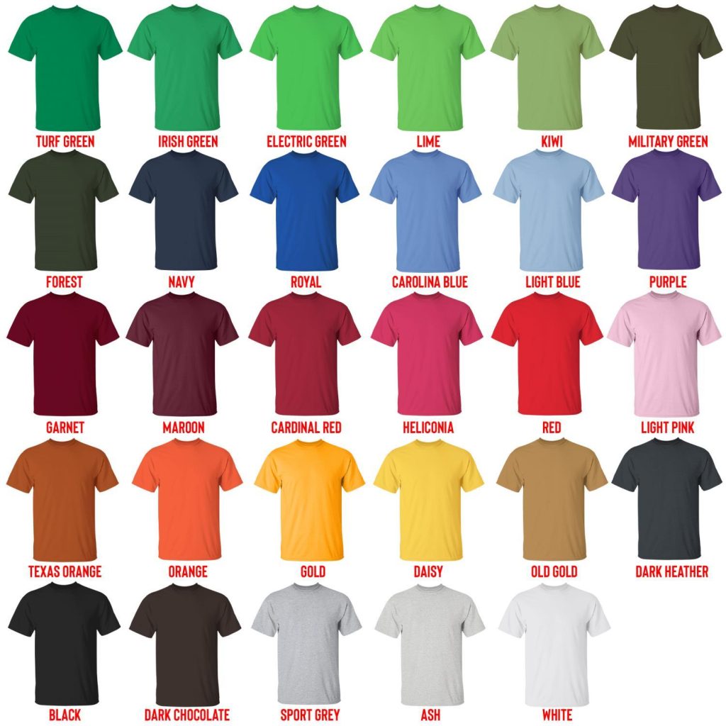 t shirt color chart 1 - Helluva Boss Merch Store